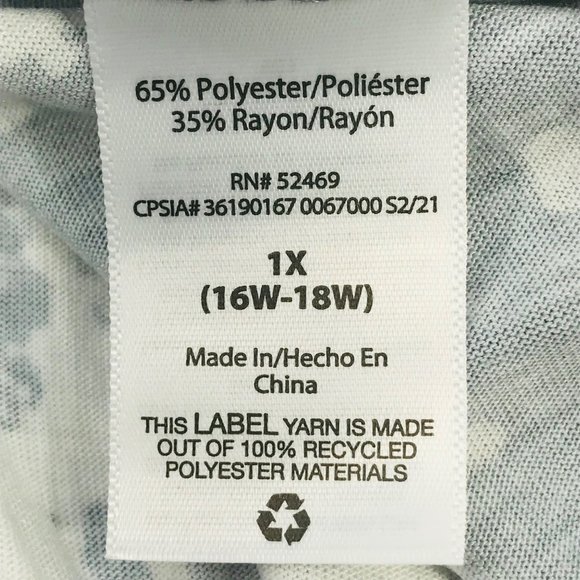 Terra And Sky Women's Sz 1X 16W-18W Short Sleeve Knit Tee Shirt Gray White NWOT - Picture 4 of 11